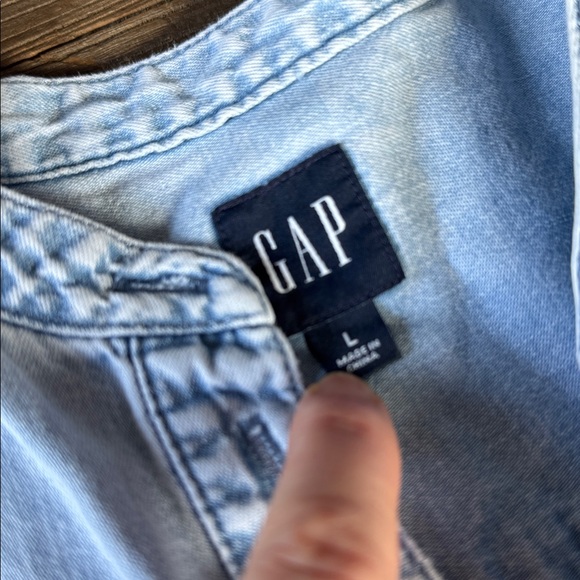 Gap chambray poof sleeved midi dress with pockets eUC size L - Picture 10 of 12